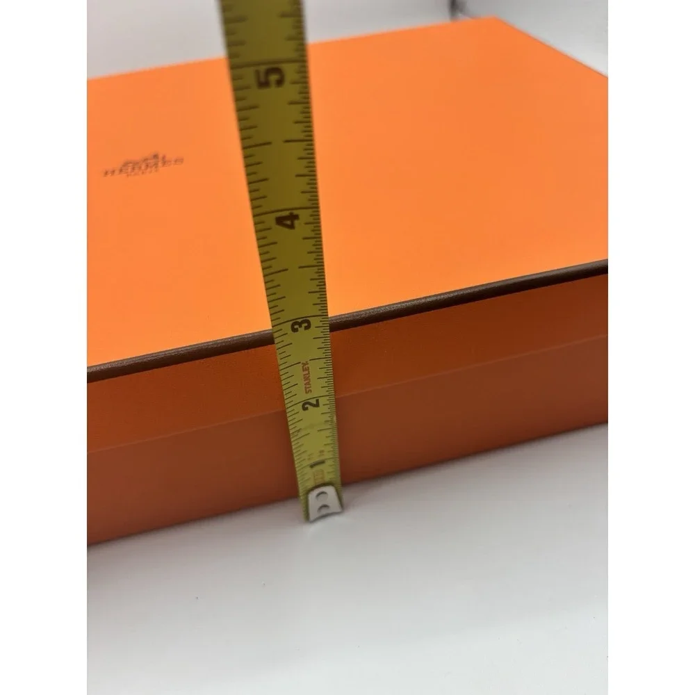 Hermes Authentic Empty Orange Gift‎ box Tissue Ribbon Receipt Folder 15